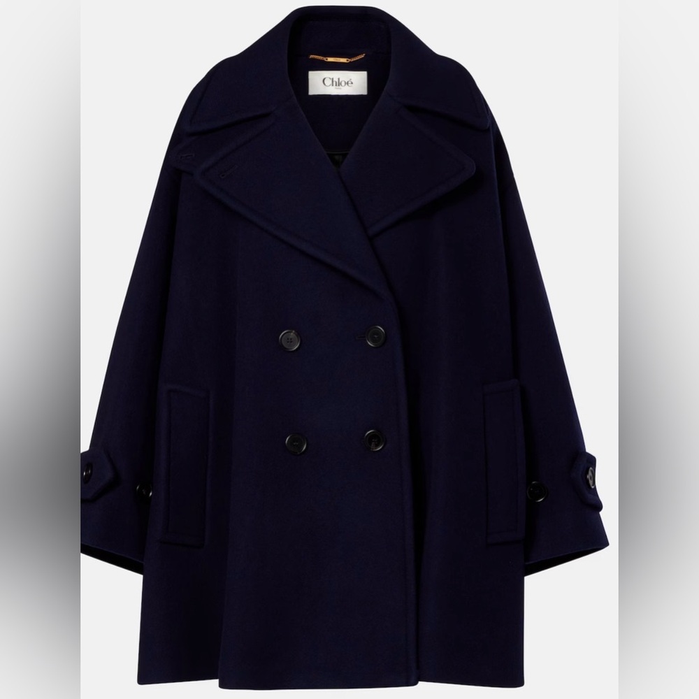 Chloe Black Double-Breasted Wool Coat 38